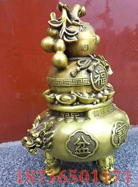纯铜聚宝盆铜葫芦百福葫芦福禄招财进宝家居铜器工艺品摆件