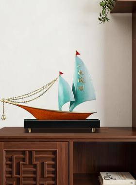 板帆风迁顺帆dggh56c船精铜摆一件老办公室桌面客厅玄关装饰品乔