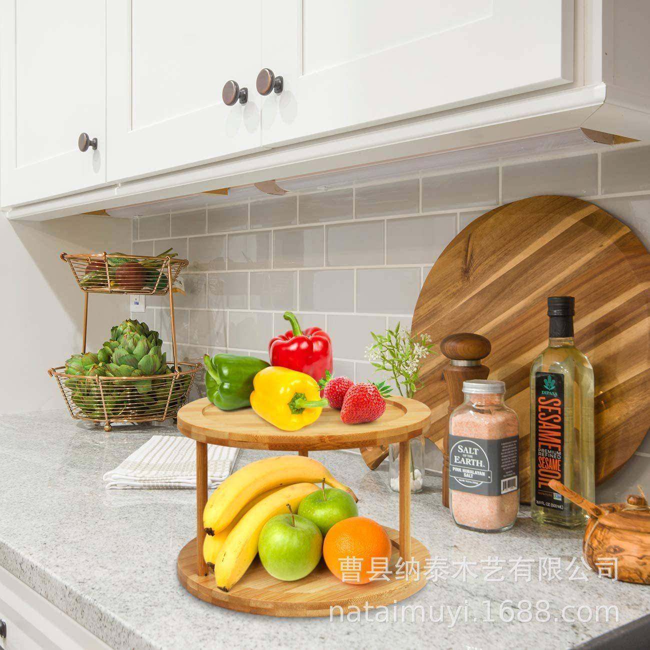 转盘香料架层竹制厨房台面橱柜旋转调味品收纳盒台面整理旋转架,淘宝优惠券,粉丝福利购,淘宝优惠卷