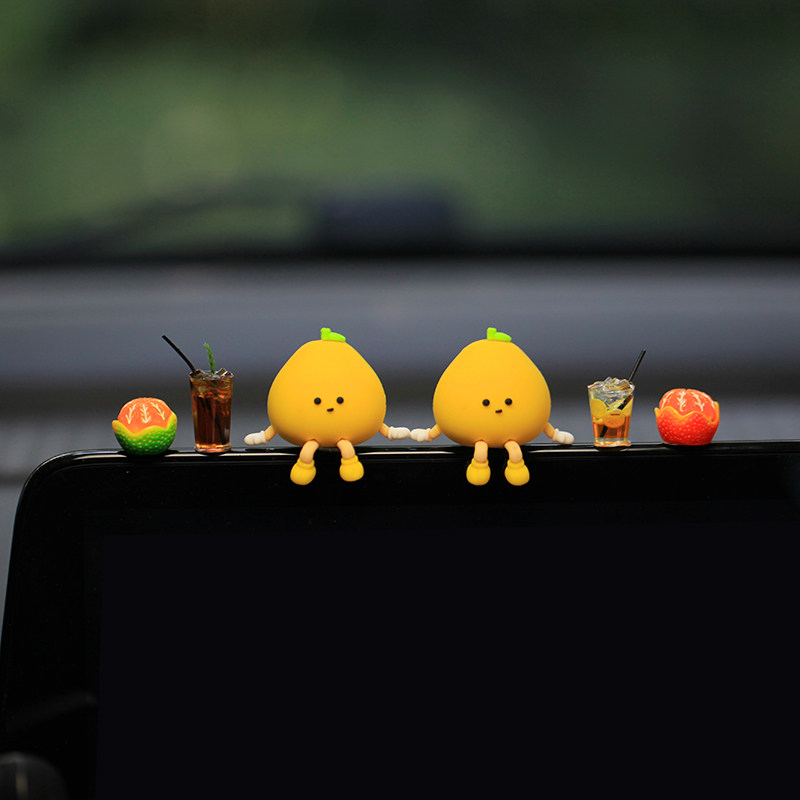 2026新款可爱小柚子创意网红汽车摆件车载车内车上屏幕趴趴装饰品,淘宝优惠券,粉丝福利购,淘宝优惠卷