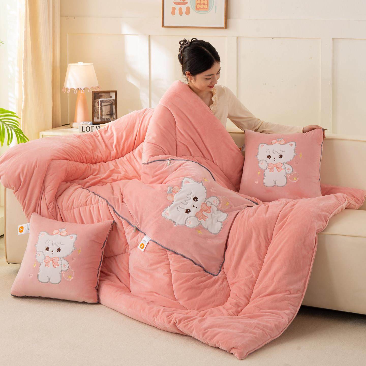 枕被子两加厚新婴儿绒午睡毯子车内枕头抱车上25YDX-bz折用叠冬天,淘宝优惠券,粉丝福利购,淘宝优惠卷