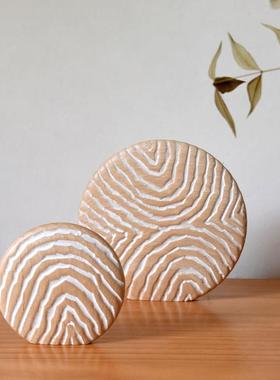 有形/创意北欧风 原木雕刻 艺术工手雕象家刻肌理 居桌面装BEO饰