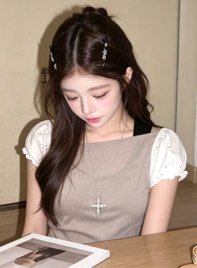 简约ins风十字星芒吊坠项链女
