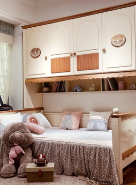 全实木儿童衣柜床一体小户型卧室套装组合男孩女孩床柜一体床家具