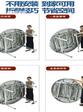 加厚不锈钢内置彩图转盘圆桌带电磁炉火锅桌可折叠餐桌打边炉桌子