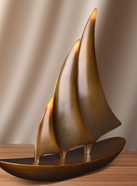 一帆风顺黄铜帆船客厅电视柜玄关装饰家居高档桌面办公室摆件礼品