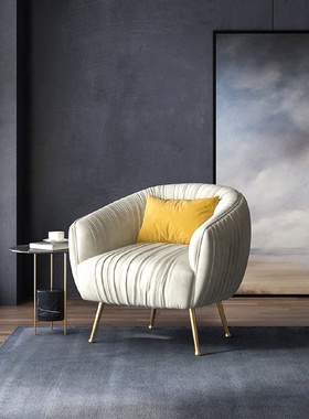 现代休闲单人布艺沙发美式简约小户型老虎椅客厅轻奢铁艺懒人沙发