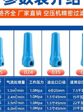 压缩空气过滤器自动排水油水分离冷干机干燥空压机气泵精密过滤器