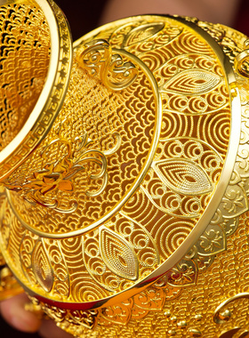 花丝铜金玉满堂花瓶摆件客厅玄关酒柜高端装饰乔迁新居礼物