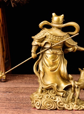 纯铜二郎神摆件杨戬二郎真君神像工艺品客厅家用装饰品中式