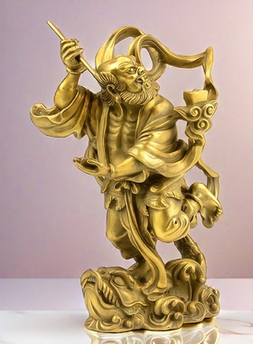 纯铜魁星踢斗摆件铜钟馗摆件魁星点斗魁星踢斗钟馗铜像书房家居