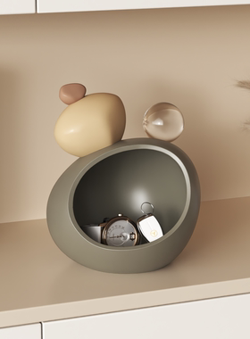 入户门玄关钥匙收纳托盘中古风摆件置物架餐边客厅柜家居软装饰品