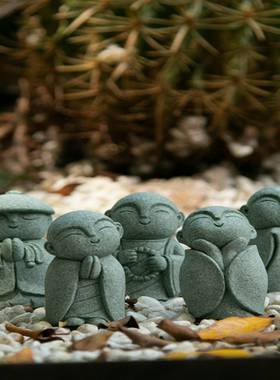 禅意日式小和尚京都地藏造型鱼缸水族盆景搭配微景观造景茶宠摆件