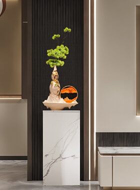 宋式美学入户玄关葫芦山水流沙摆件客厅招财装饰高级乔迁开业礼物