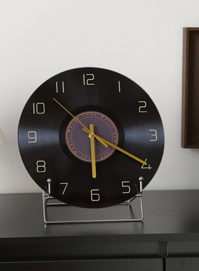 中古风唱片桌面时钟摆件客厅电视柜酒柜家居装饰品新家乔迁礼物