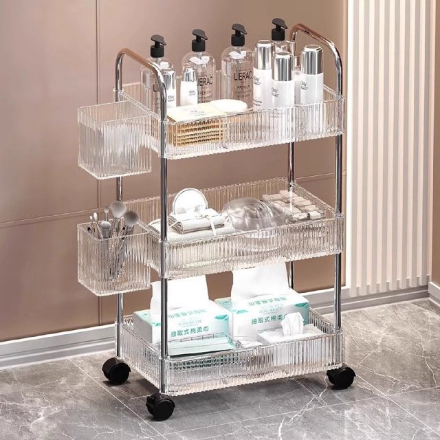 Trolley storage rack Living room multi-layer storage rack Beauty salon Tool cart movable snack cosmetic storage rack