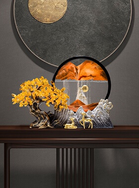 发财树流沙画摆件家居客厅玄关装饰品办公室乔迁新居礼品开业礼物