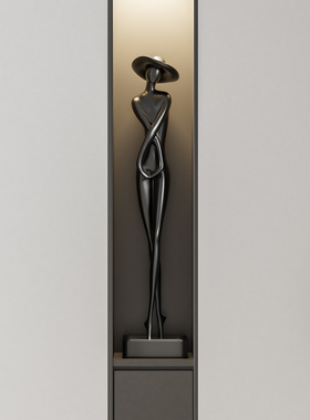 入户玄关柜摆件竖高人物雕塑客厅电视柜装饰品意式极简高级艺术感