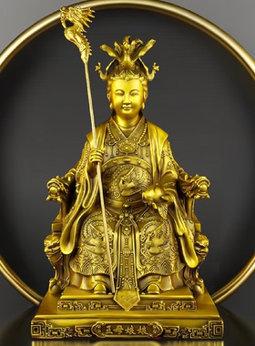 纯黄铜玉帝王母神像摆件玉皇大帝王母娘娘家用供奉佛堂客厅饰品