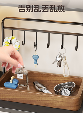 实木入户玄关钥匙收纳层架桌面置物架小型摆件装饰杂物摆放整理架