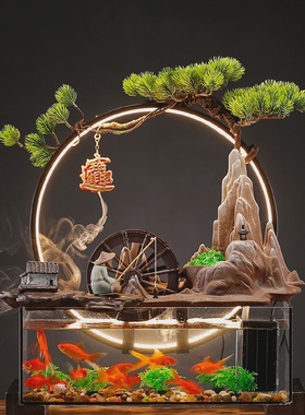 流水摆件循环水招财鱼缸客厅假山喷泉生财中式家居装饰办公室桌面