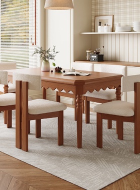 白蜡木全实木餐桌椅法式复古小户型美式简约家用长方形西餐桌组合
