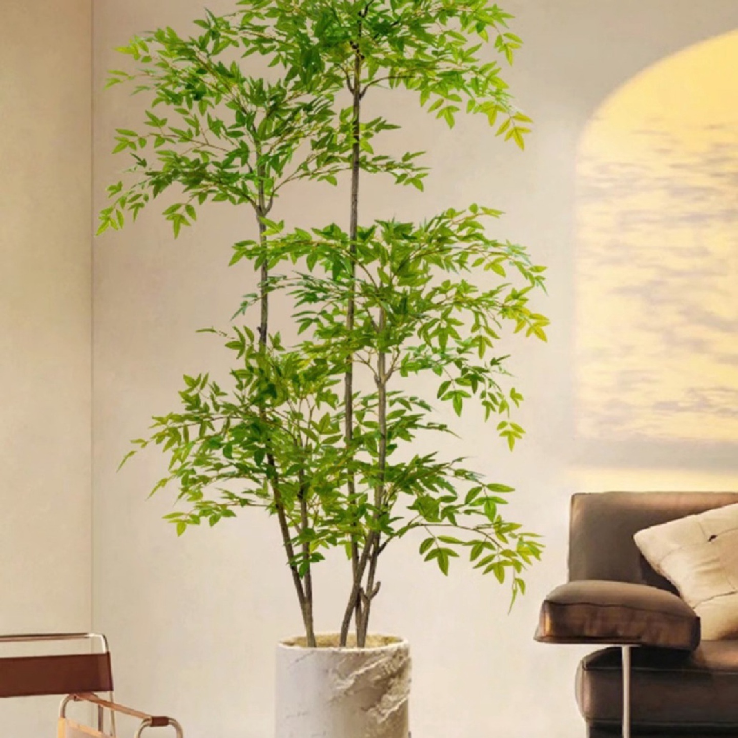 仿真植物南天竹落地盆栽室内大型仿生绿植摆件客厅轻奢装饰花假树 - 图0