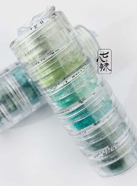 6色渐变珠光粉手工小金粉连体装胶水晶泥热缩片材料七八辣