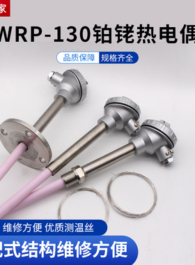 S型铂铑热电偶耐高温刚玉管WRP-130温度传感器探头不锈钢热电偶