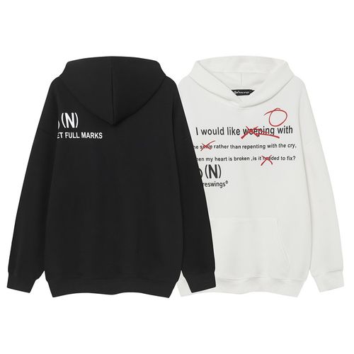 AU8OFCLUB 美式复古印花文字工艺连帽卫衣男女款宽松百搭休闲上衣 - 图0