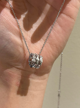 屿瑶双层头尾钻蛇骨项链女小众轻奢精致设计高级感金色圆环锁骨链