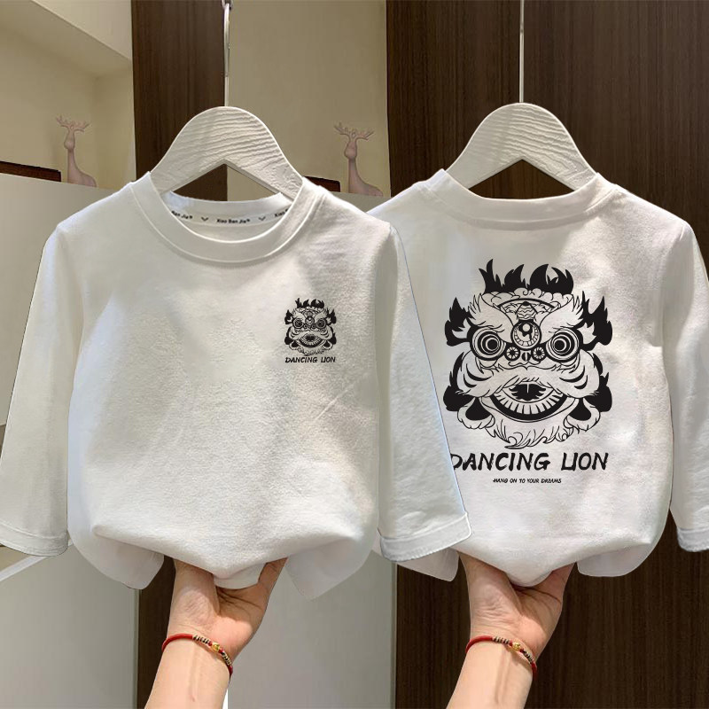 儿童装纯棉长袖T恤卡通风白色内搭打底衫男童上衣休闲百搭春秋款,淘宝优惠券,粉丝福利购,淘宝优惠卷