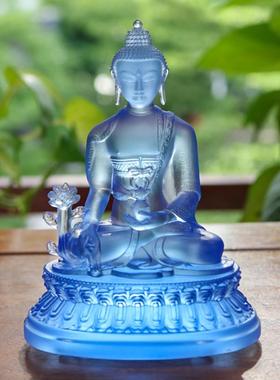 古法琉璃三宝佛释迦牟尼佛药师佛阿弥陀佛三世佛家用桌面摆件供具