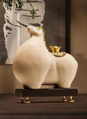 新中式马上有钱办公室装饰摆件客厅玄关酒柜招财工艺品老板桌摆设