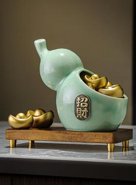 入户玄关钥匙收纳新中式葫芦招财聚宝盆酒柜装饰摆件乔迁新居礼物