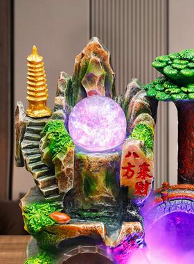 水车假流水喷风水102 轮山循环水生财客厅泉鱼缸水摆景造景石磨招