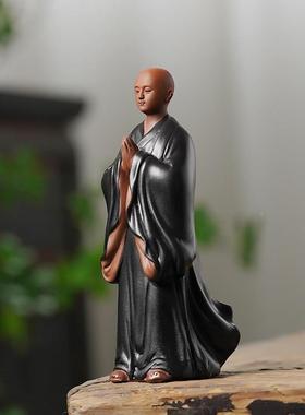 JZ-YHX21意书房陶瓷小和尚禅意摆件中式家居客厅人物创装饰博古架