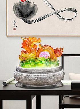 聚喷泉厅水生财琉流璃龙摆流水生财件室内装饰工艺礼品现代家居客