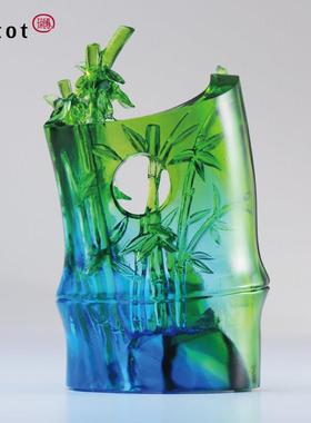 竹子造景琉璃摆件工艺品 步步高升 办公室桌面乔迁礼物