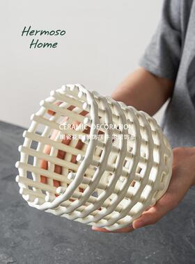 现代艺术创意笔筒装饰品陶瓷储物篮水果篮托盘客厅咖啡桌桌面装饰