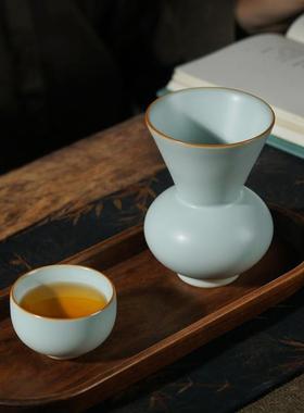 汝窑含香瓶景德镇陶瓷小花瓶摆件客厅插花轻奢仿古瓷器青瓷礼盒装