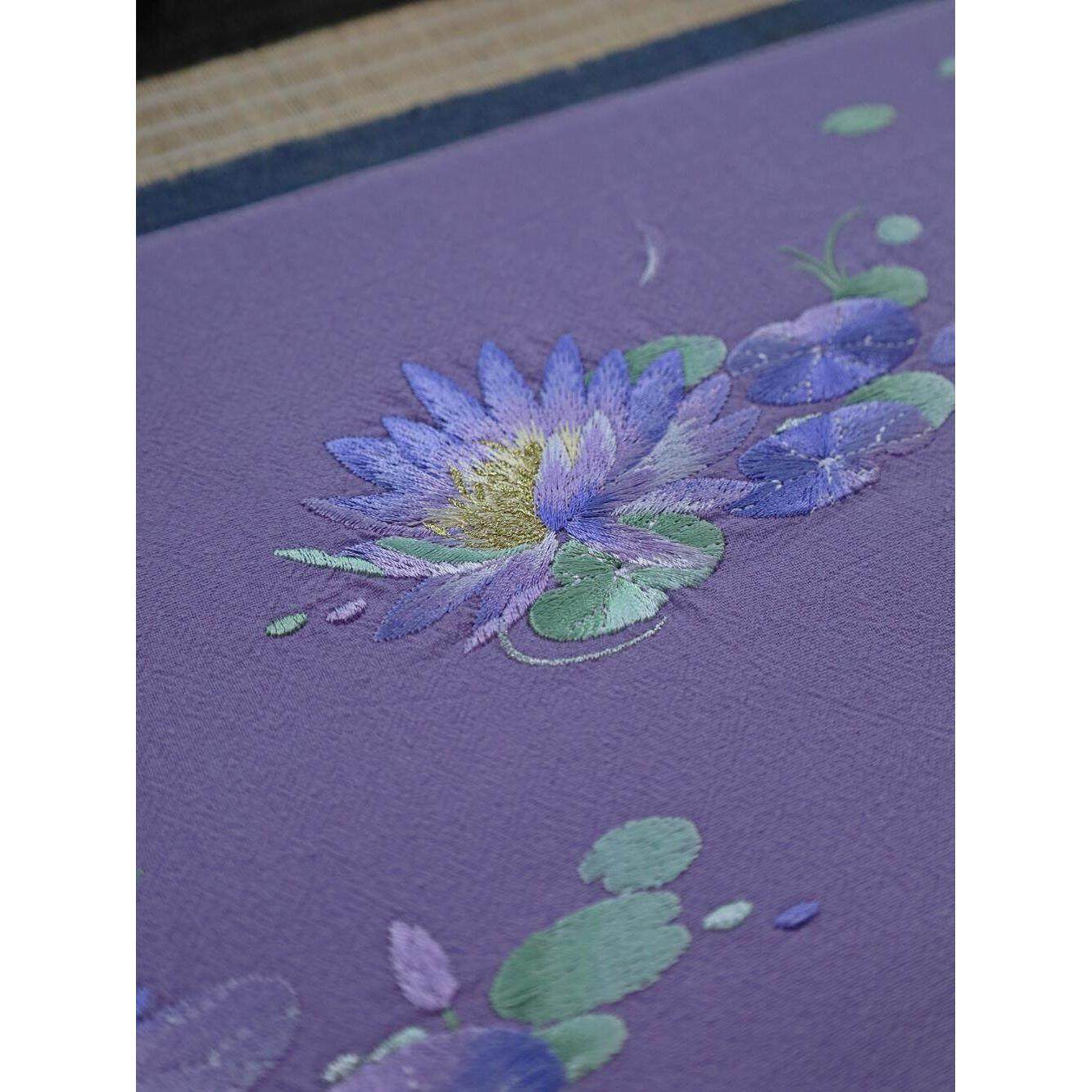 引之紫莲刺绣茶垫棉麻茶席布艺礼品复古茶布中式茶席干泡茶道文艺,淘宝优惠券,粉丝福利购,淘宝优惠卷