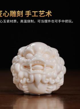 东方泥土事事如意实心貔貅陶瓷摆件男士解压文玩随身把玩手把件