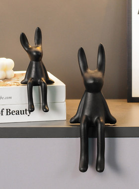 坐姿长耳兔摆件客厅电视背景墙酒柜情绪稳定轻奢高级感家居装饰品