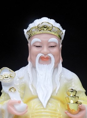 汉白玉石土地公土地婆神像摆件福德正君地主财神土地爷土地奶佛像