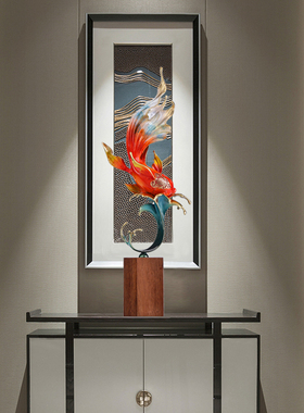 如鱼得水纯铜摆件玄关入户客厅酒柜办公室桌面装饰品乔迁开业礼物