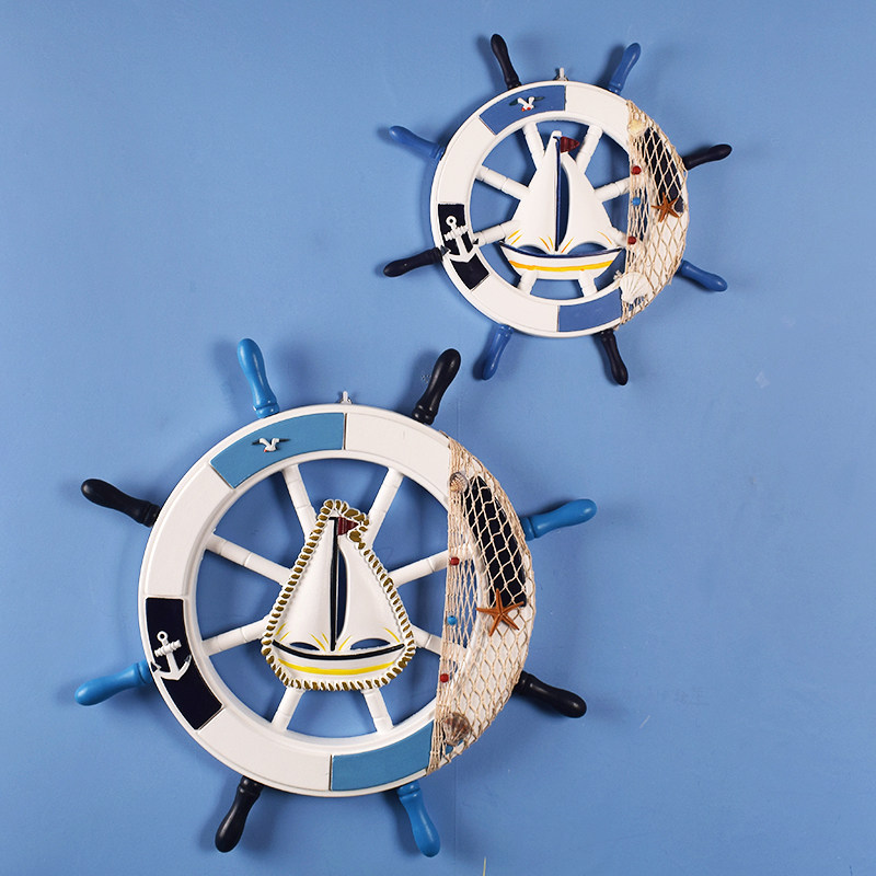 地中海风格木质船舵方向盘装饰挂件创意家居卧室儿童房背景墙壁挂,淘宝优惠券,粉丝福利购,淘宝优惠卷