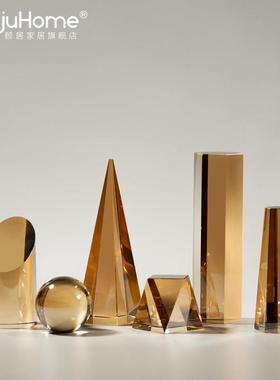 轻奢创意炫彩几何水晶摆件客厅酒柜玄关办公室样板间简约装饰摆设