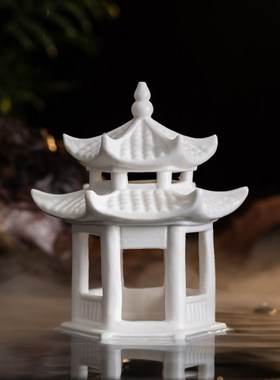 六角凉亭茶宠精品高档陶瓷家居茶玩茶桌茶台装饰茶具