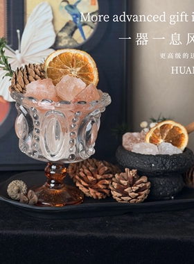 玄关高脚杯香薰晶石家居摆件